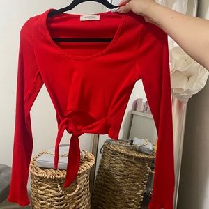 Red long sleeve cropped top